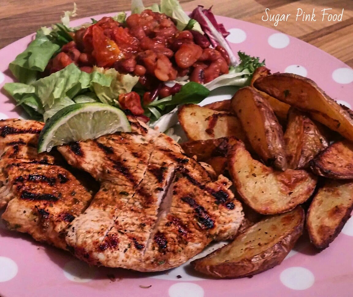 Mexican Turkey Steaks & Herby Garlic Wedges Slimming World Sugar Pink Food Healthy