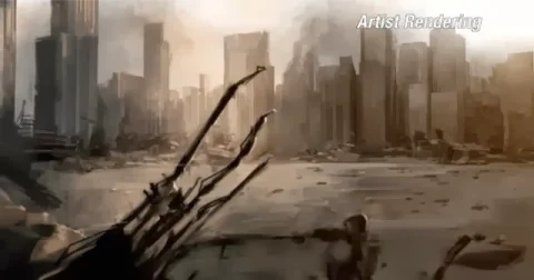 ARTE CONCEPTUAL DE LA DESTRUCCIÓN DE METRÓPOLIS