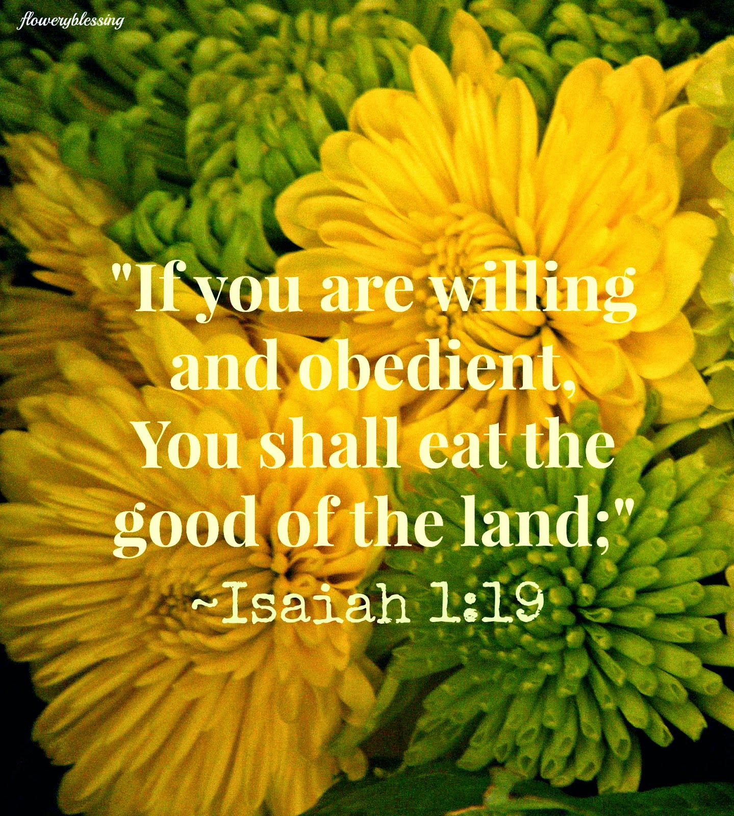 Flowery Blessing "If you are willing and obedient, You