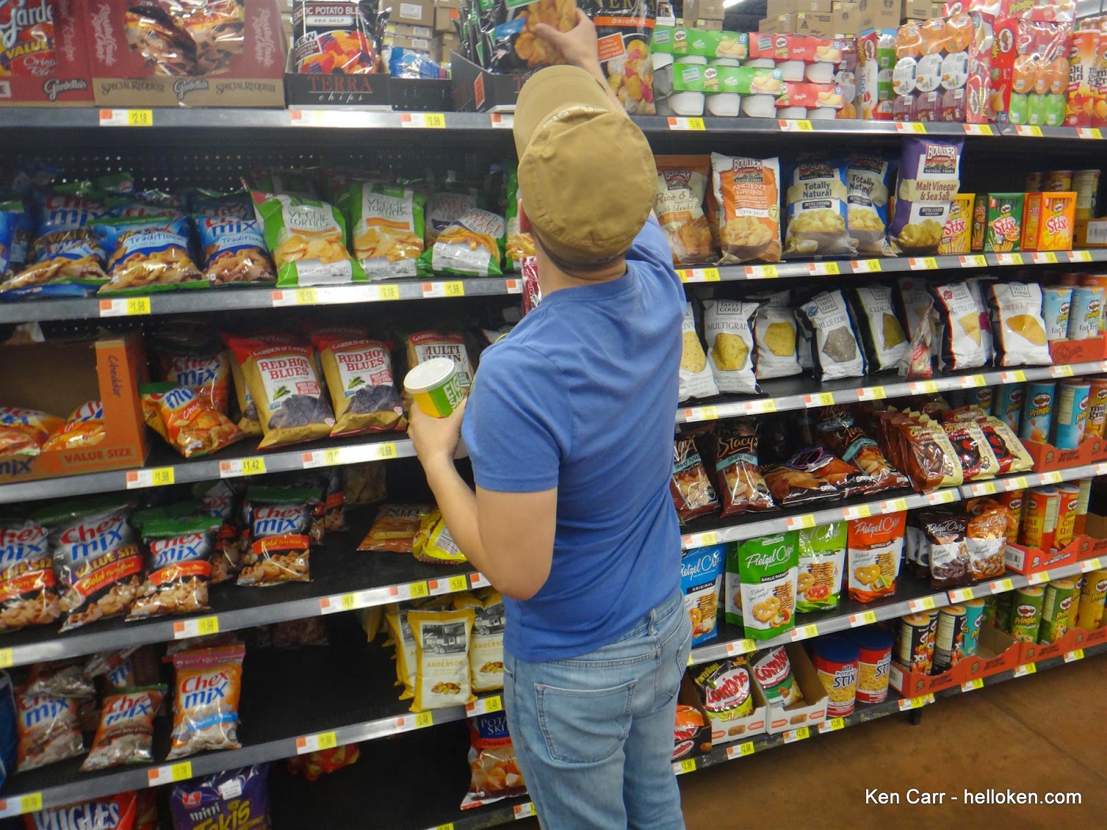 Chips from the top shelf are only for people with a ladder