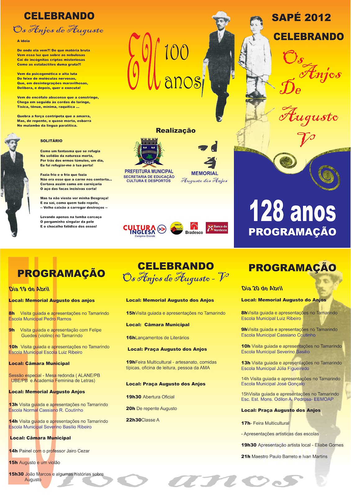 GOVERNO MUNICIPAL DE SAPÉ: Centenário do livro “Eu” é comemorado nos ...