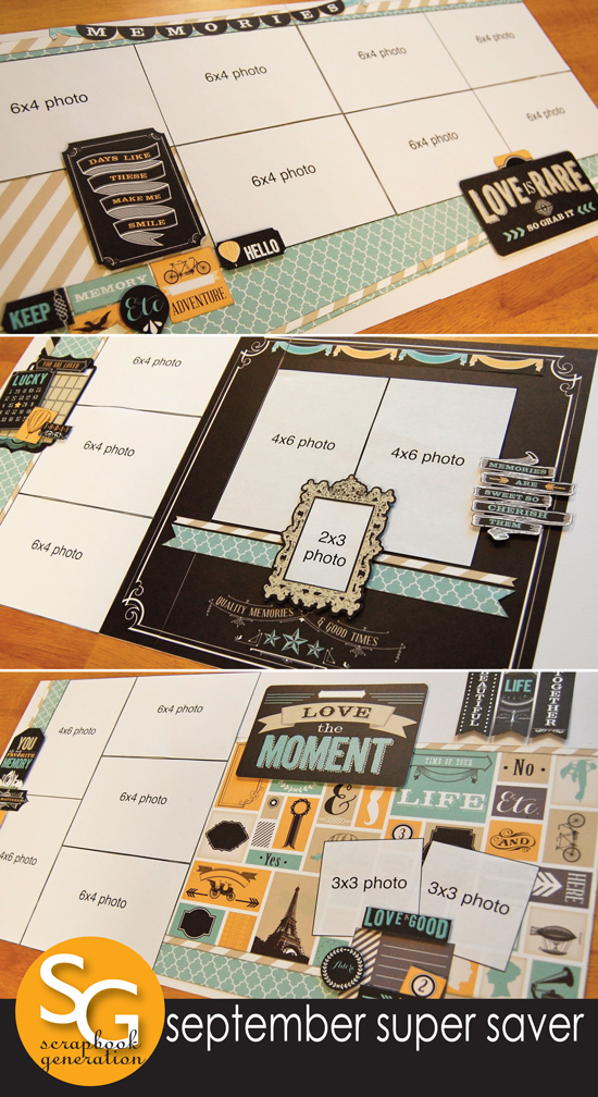 SCRAPBOOK GENERATION September 'Super Saver Scrapbooking' layouts