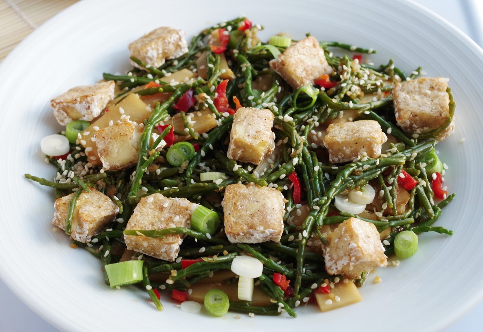 Asian Samphire Salad with Crispy Silken Tofu Euphoric Vegan