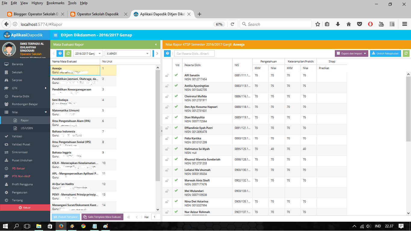 Cara Cepat Input Nilai USBN/RAPOT Dapodik Operator