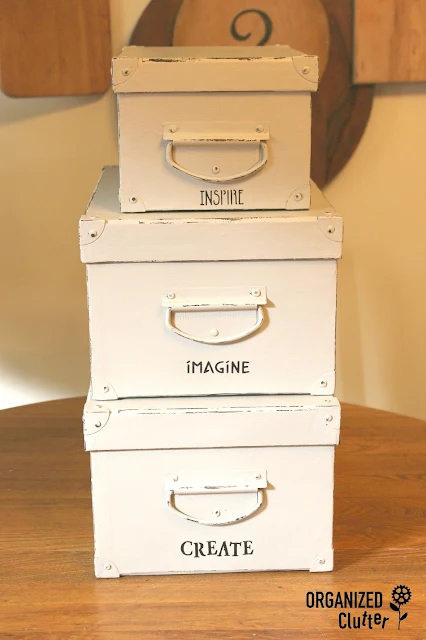 Dated Storage Boxes Get a Makeover www.organizedclutter.net