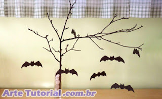 Exemplo de decoração halloween com morcegos