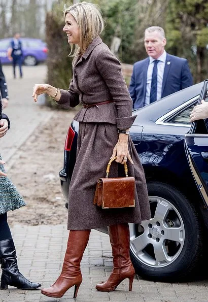 Queen Maxima wore Natan Dress, Uterque bag, Queen Maxima wore Uterque Leather boots