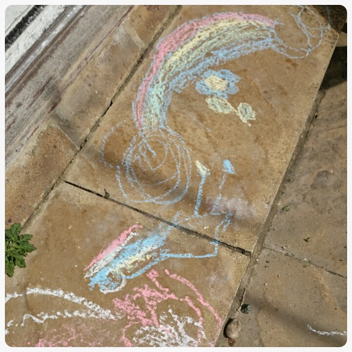 drawing in the garden chalks