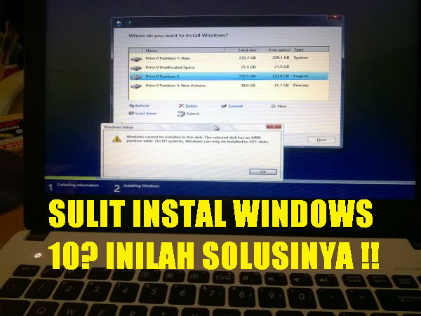 Cara Mengatasi Masalah Gagal Instal Windows 10  Beriteknol