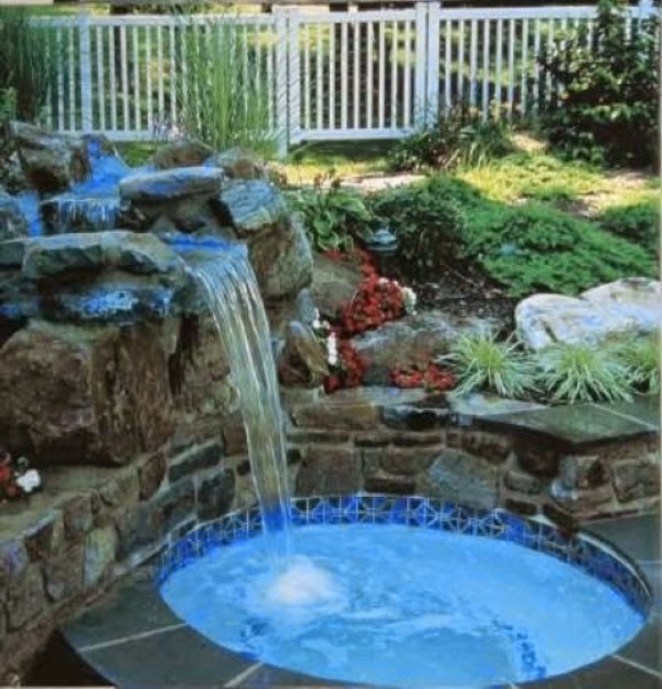 A relaxing garden and backyard waterfalls