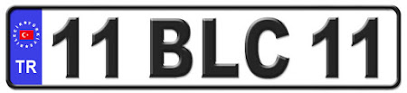 Bilecik il isminin kısaltma harflerinden oluşan 11 BLC 11 kodlu Bilecik plaka örneği