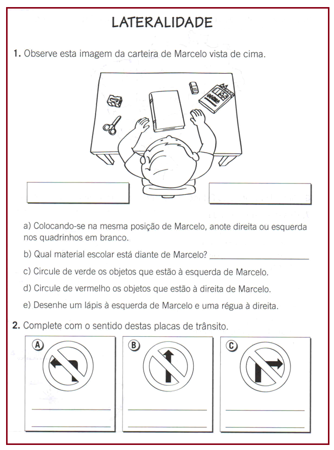 Mundo infantil 2º ano: Atividades com lateralidade - direita , esquerda...