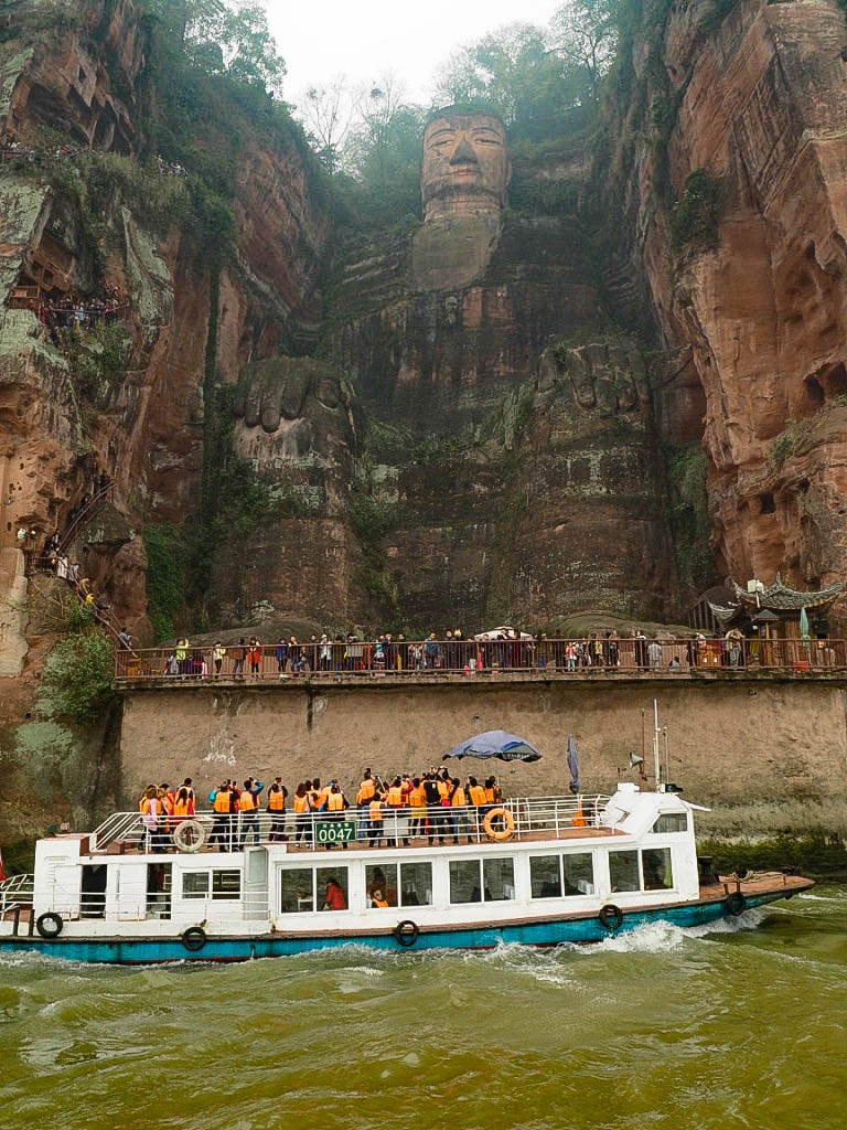 Giant Buddha of Leshan, China from a boat