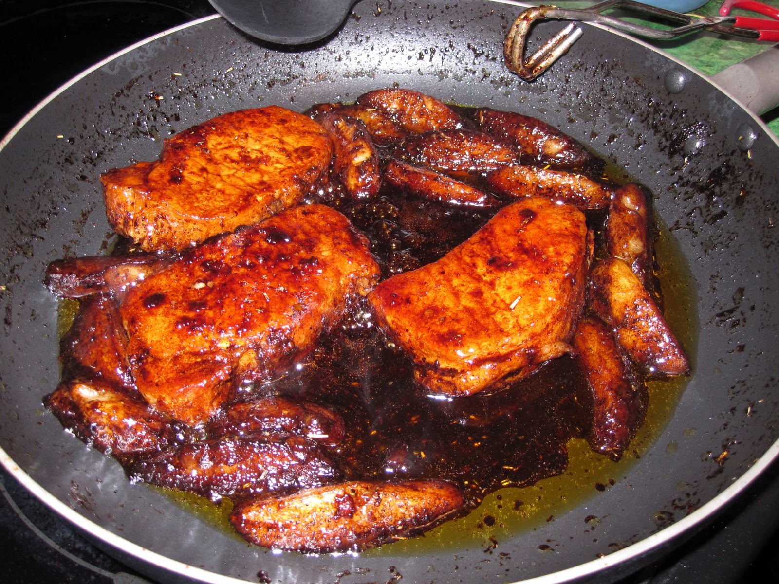 Fat Kids Like Ranch Balsamic Glazed Pork Chops and Pears
