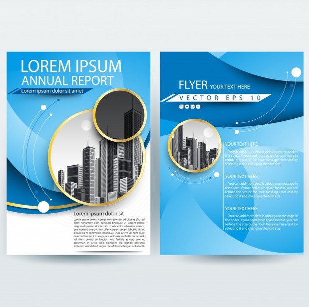 Business Brochure Template Curve Shapes Free Vector