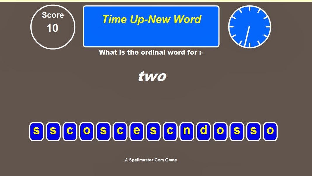 Think in English!!! Tim Acadèmia d'anglès: Ordinal numbers: SpeedWord