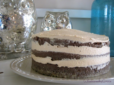 Chocolate Naked Cake with Peanut Butter Frosting