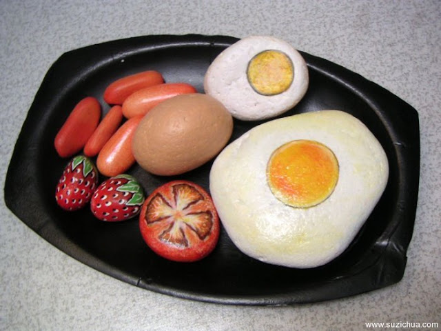 stones painting food design ideas