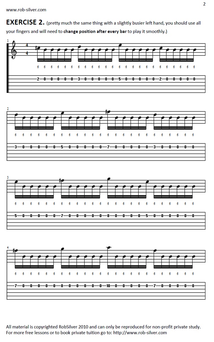 ROB SILVER SIMPLE RIGHT HAND PICKING EXERCISES FOR GUITAR