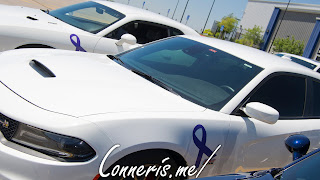 Dodge Charger Challenger Bright White Purple Ribbons