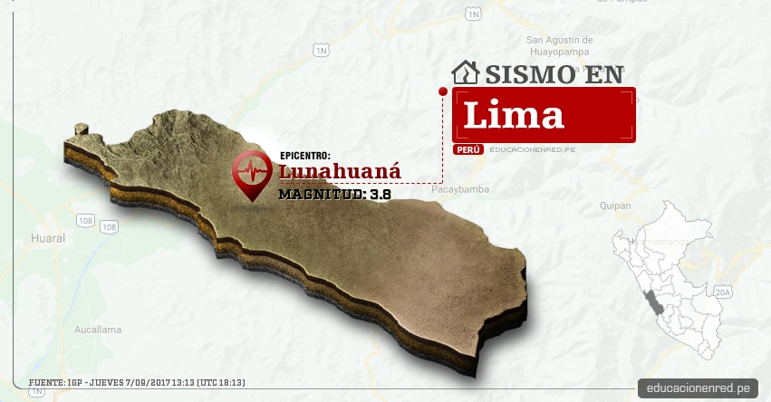 Temblor en Lima de 3.8 Grados (Hoy Jueves 7 Septiembre 2017) Sismo EPICENTRO Lunahuaná - Mala - IGP - www.igp.gob.pe Temblor en Lima de 3.8 Grados (Hoy Jueves 7 Septiembre 2017) Sismo EPICENTRO Lunahuaná - Mala - IGP - www.igp.gob.pe