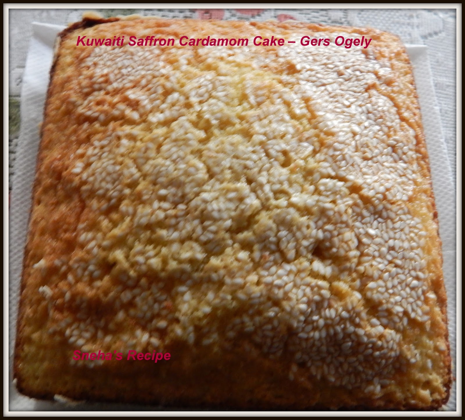 Kuwaiti Saffron Cardamom Cake Gers Ogely Sneha's Recipe