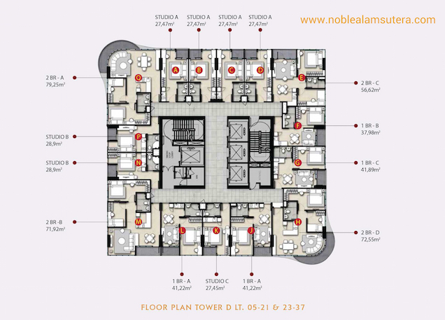Floor Plan The Noble Alam Sutera Serpong Apartment The