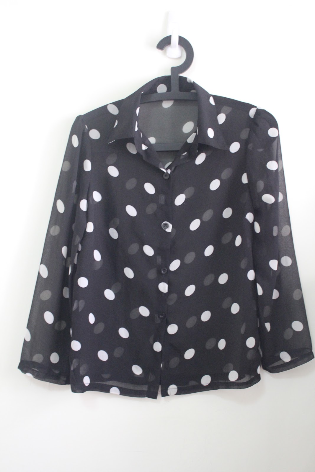 shop/harmfulacids: Vintage polka dot chiffon blouse