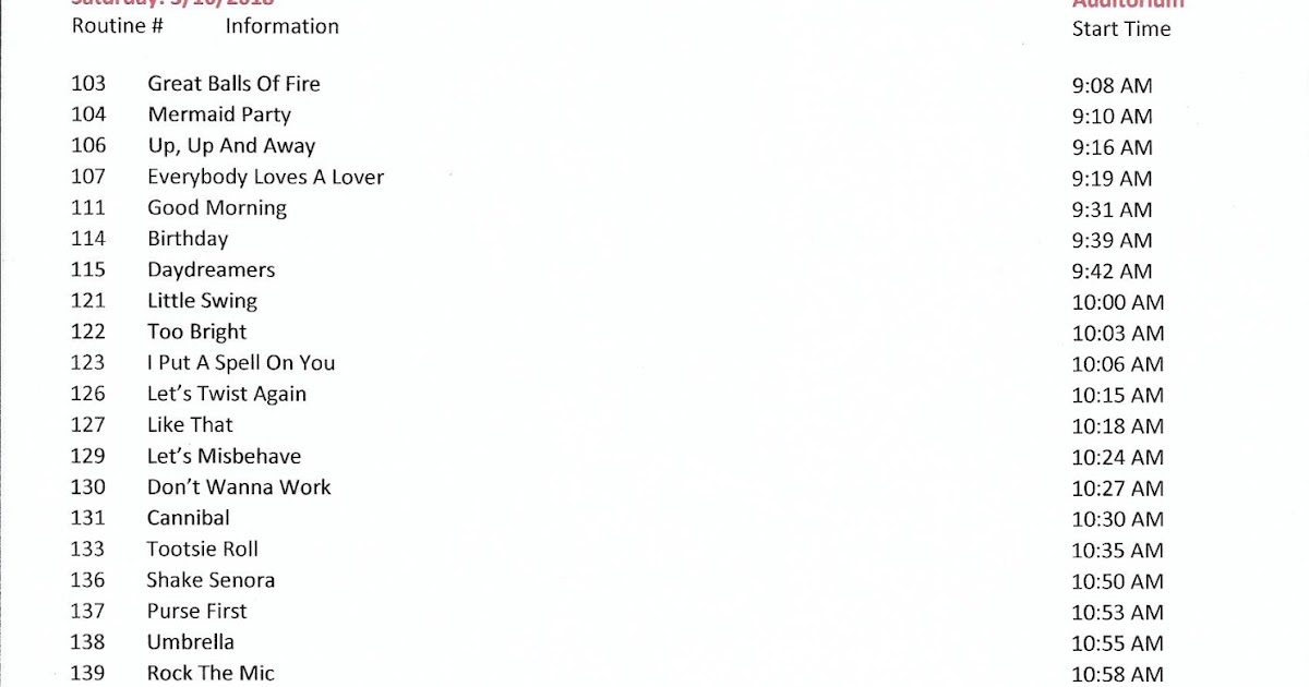 Aspire Competition Updated Schedule