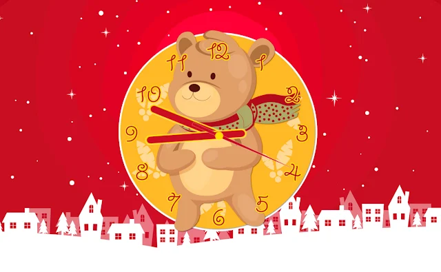 Christmas Teddy Bear Clock Screensaver