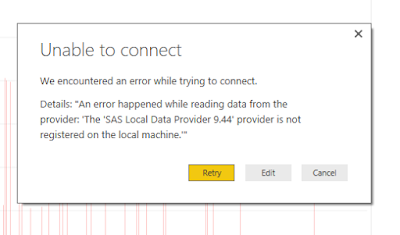 (Text of error: "The 'SAS Local Data Provider 9.44' provider is not registered on the local machine.")