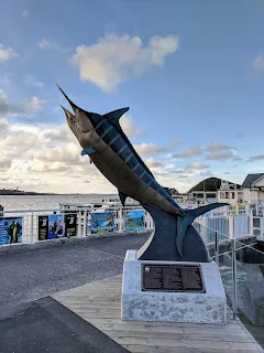Giant swordfish sculpture in Paihia Town in the Bay of Islands New Zealand
