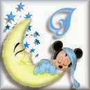 Alfabeto de Mickey Bebé durmiendo en la luna J.