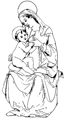Virgen María y el niño Jesús colorear