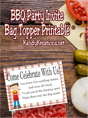 Invite your family and friends over for a fun BBQ party with this printable bag topper invitation.  Simply print out this unique invitation, add to a bag of Hot Tamale candies, and excite everyone for your amazing BBQ skills.