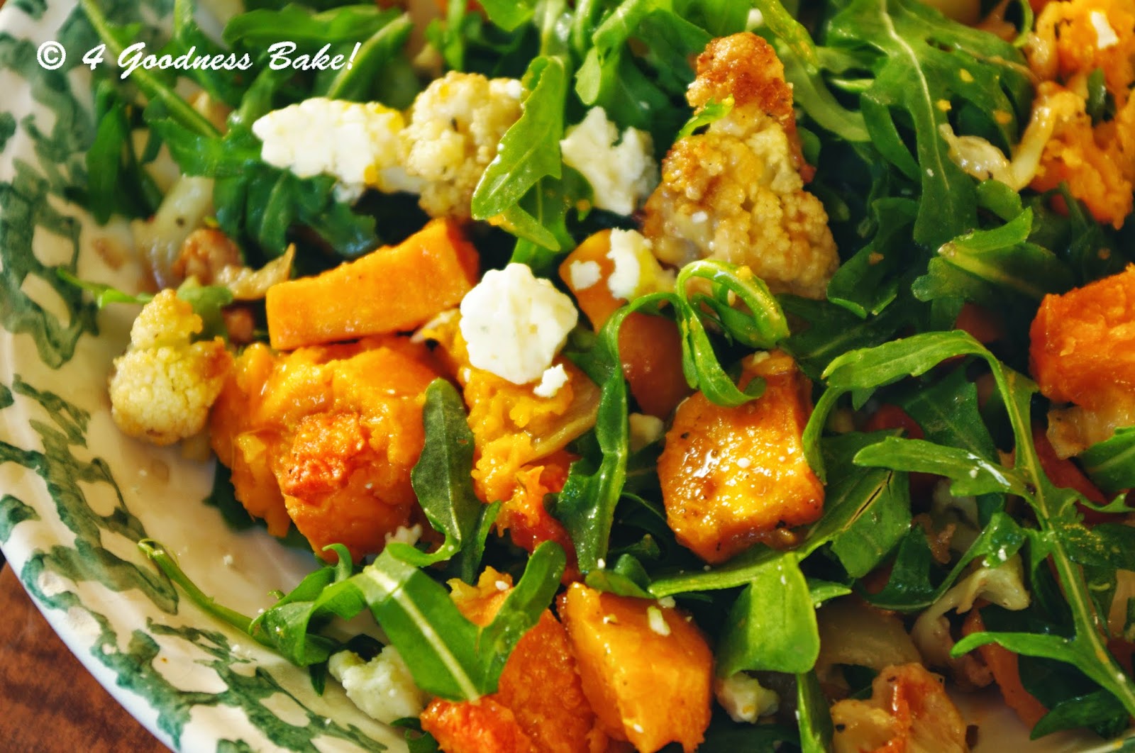 4 goodness bake! Arugula, Roasted Sweet Potatoes and Salad