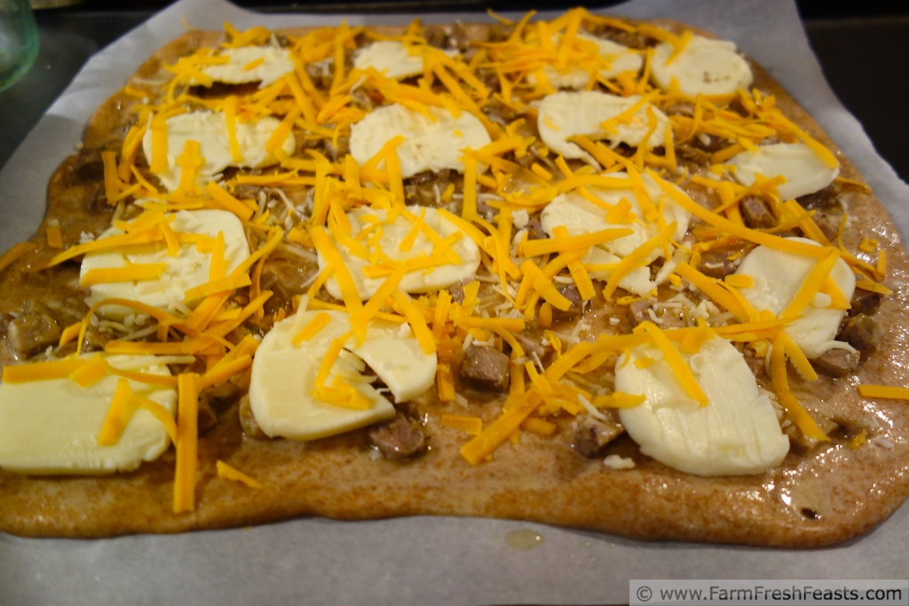 Farm Fresh Feasts Salsa Verde, Pork Steak, and Oaxaca Cheese Pizza (Pizza Night!)