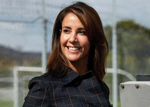 Princess Marie wore Theory Abla Check Double Breasted Coat and she wore Tara Jarmon silk blouse