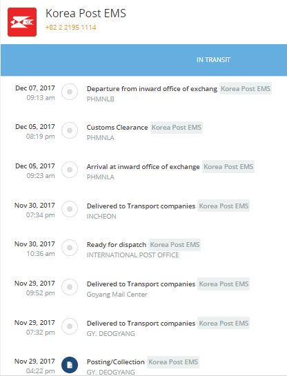 Tracking korea post South Korea