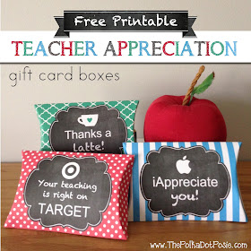The Polka Dot Posie: Free Printable Teacher Appreciation Gift Card Boxes