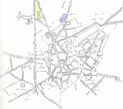 Plano de Pinto del año 1924 con la probable localización de la casa de Rosario de Acuña