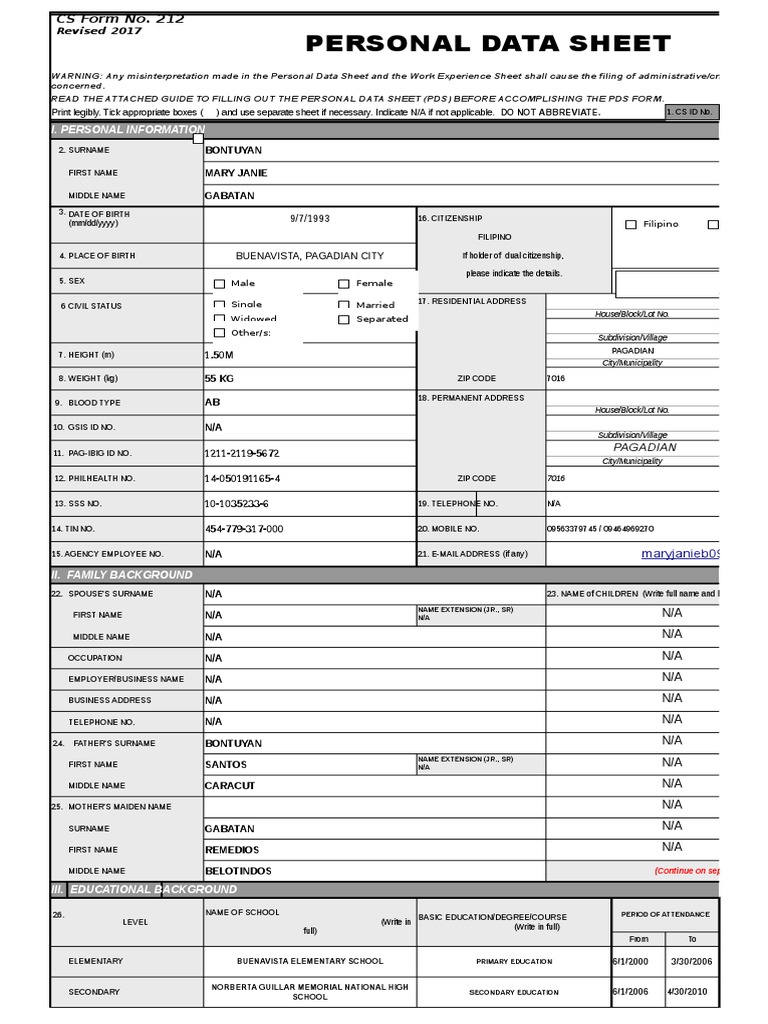 csc form 212 revised 2005 philippin news collections