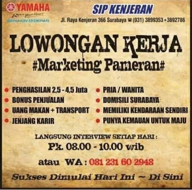 lowongan kerja Marketing Pameran Surabaya