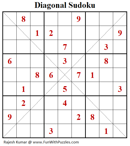 Diagonal Sudoku Puzzle (Fun With Sudoku #267)