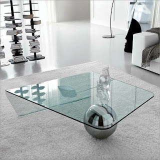 Globe shiny glass coffee table glass center table living room high quality glass and ball steel center futuristic living room decorated