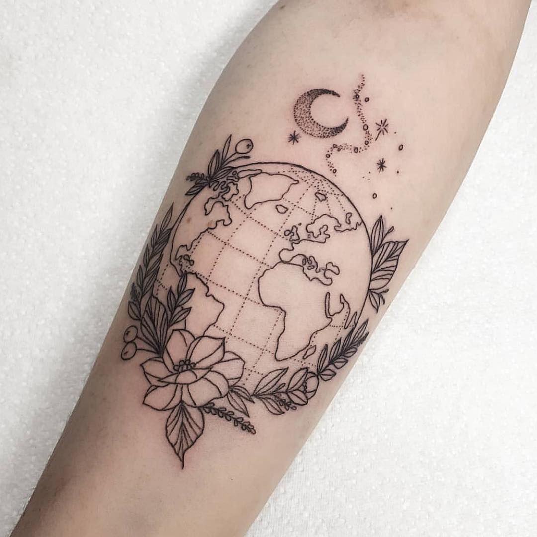 230+ Cool World Map Tattoos Designs (2019) Geography, Continent