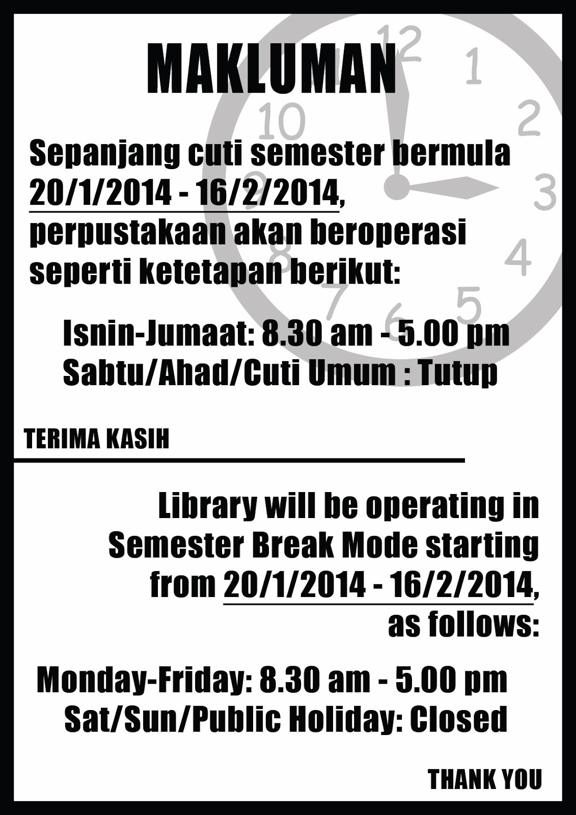 Library Operating Hours