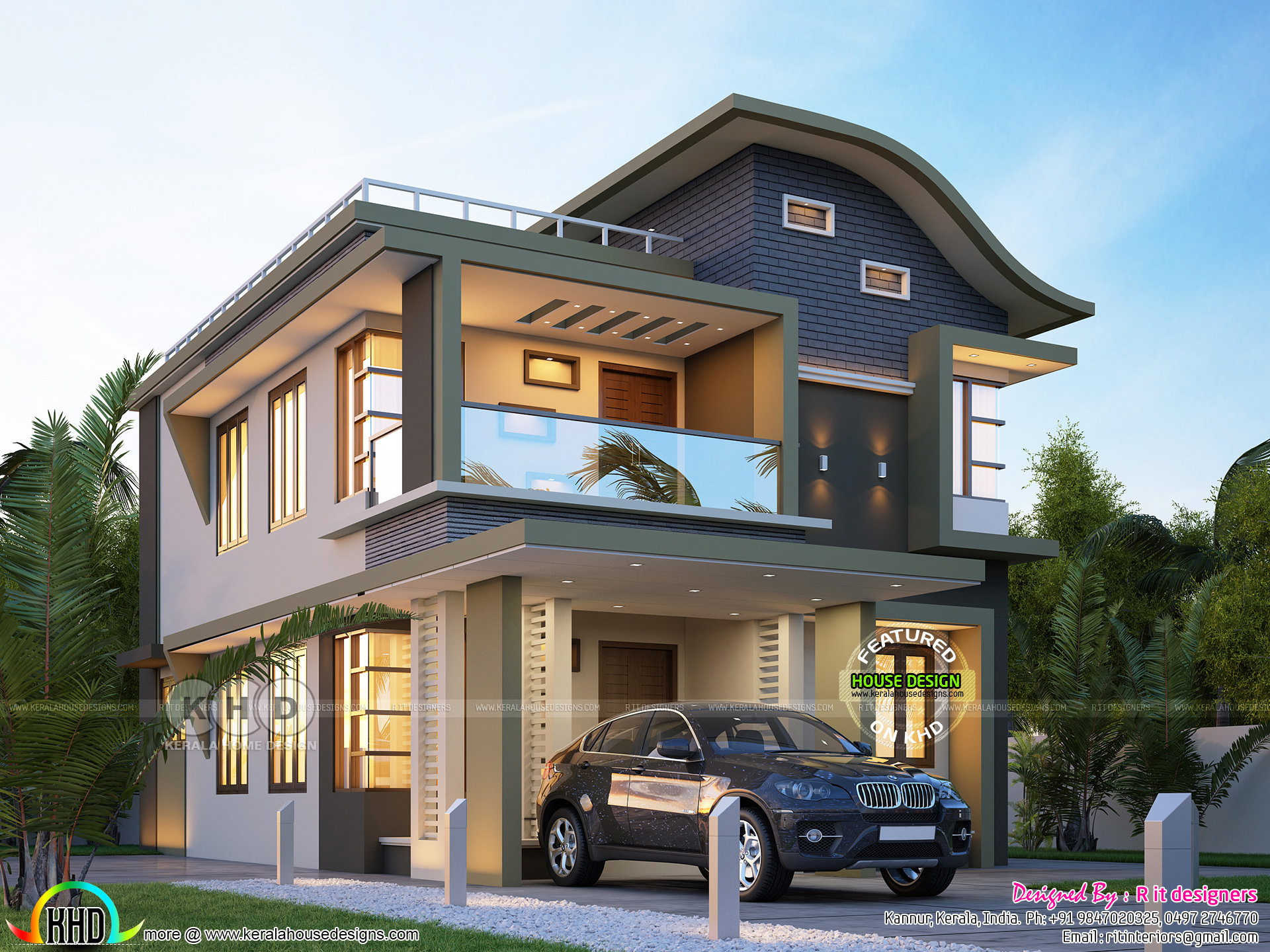  40 lakhs cost estimated contemporary  modern  house  Kerala  home  design  and floor plans  8000 