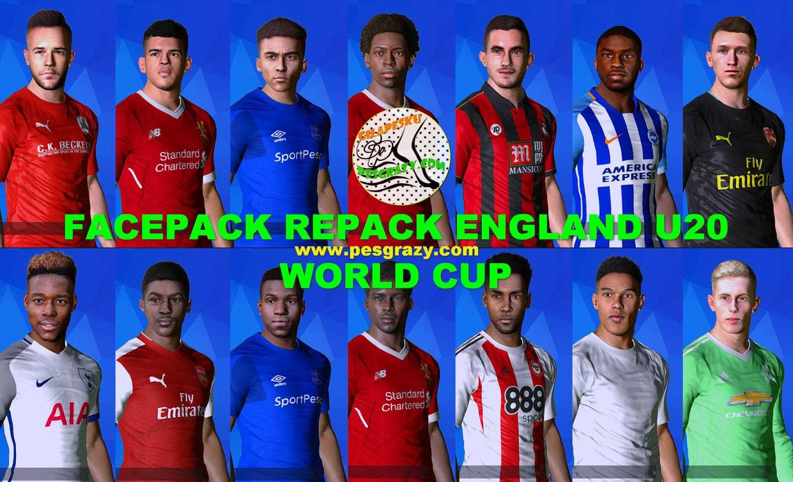 ultigamerz: PES 2017 FACEPACK REPACK ENGLAND U20 WORLD CUP