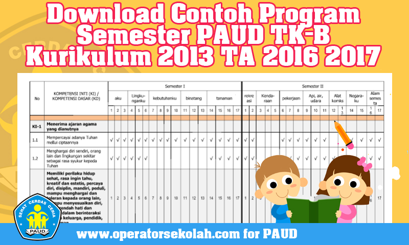 Download Contoh Program Semester Paud Tk B Kurikulum 2013 Ta